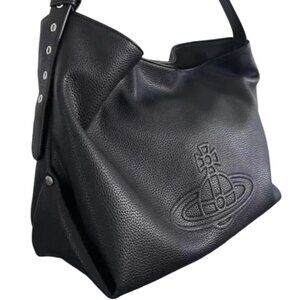 Vivienne Westwood Handbag Tote Bag Black Orb Embossed Logo MINT NWT